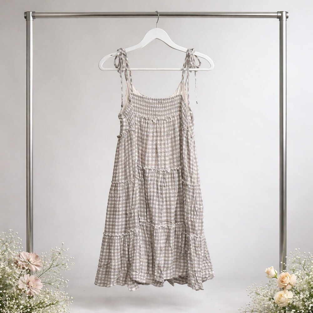 Dress Forum Sundress Womens Size M Gingham Tiered Mini Tie Straps - Picture 3 of 3